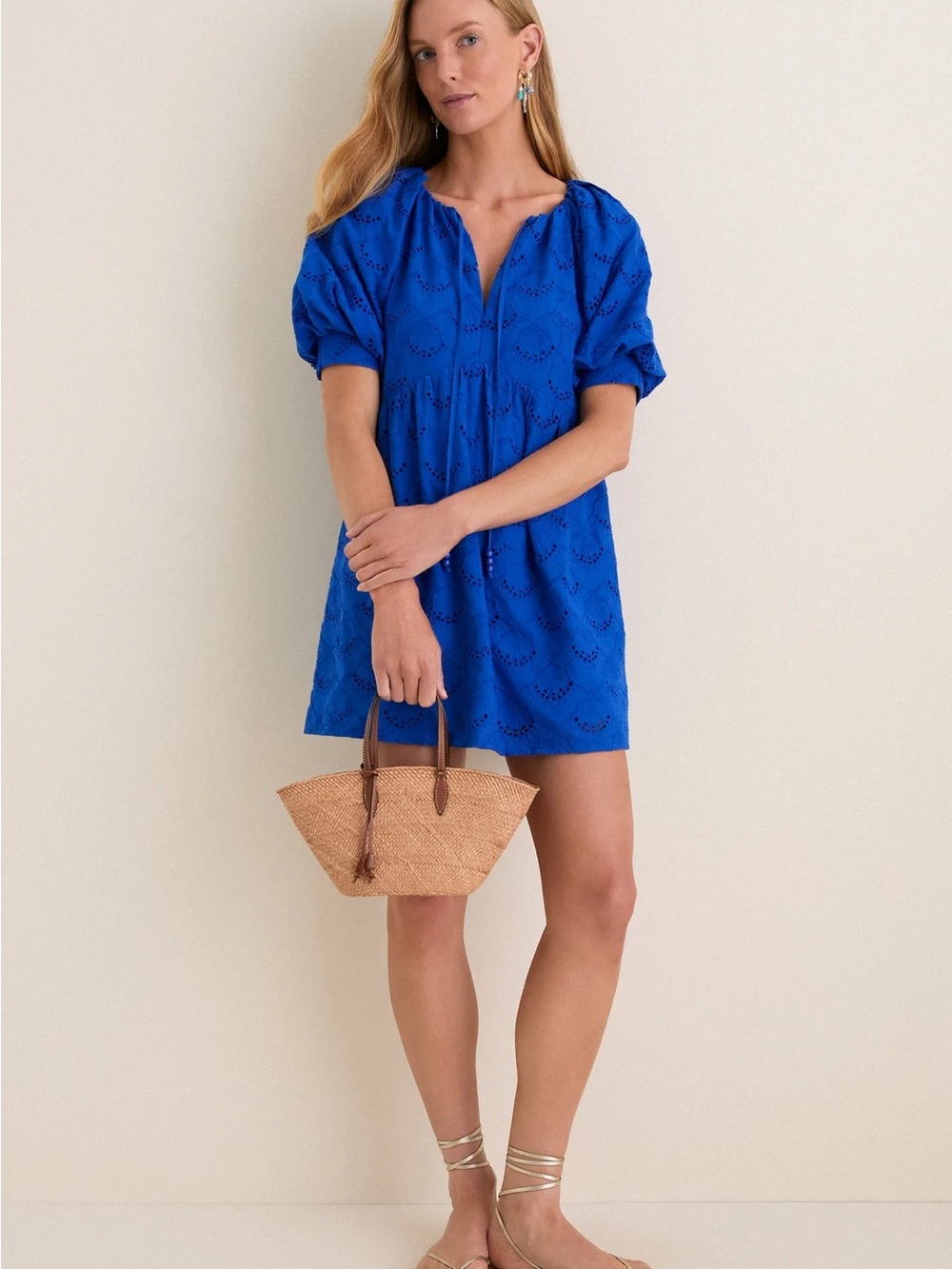 NWT Tuckernuck Hyacinth House Cobalt Eyelet Tie-Front Mini Dress